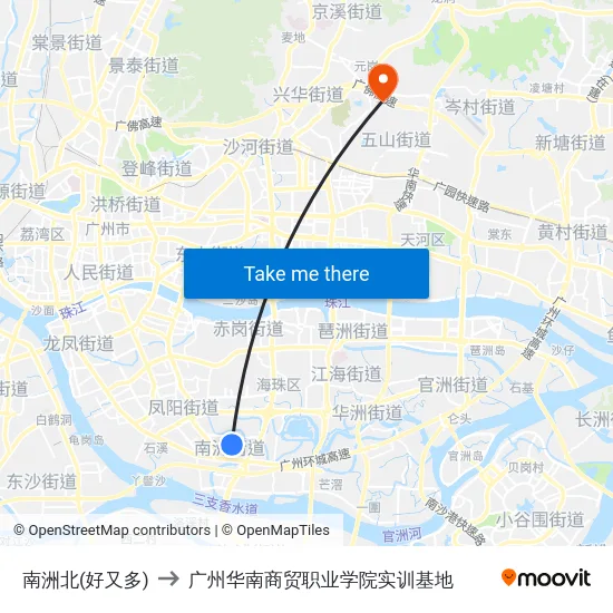 南洲北(好又多) to 广州华南商贸职业学院实训基地 map