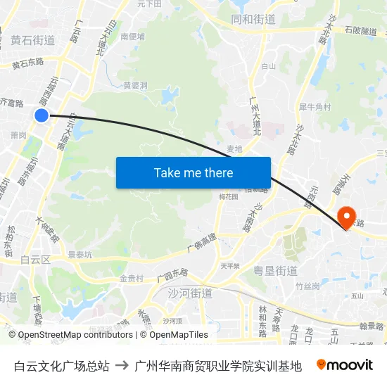 白云文化广场总站 to 广州华南商贸职业学院实训基地 map