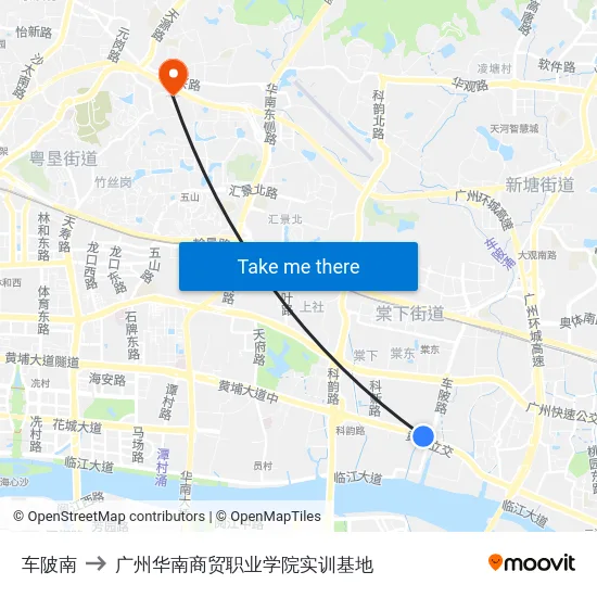 车陂南 to 广州华南商贸职业学院实训基地 map