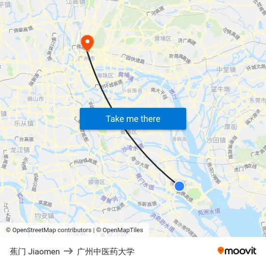蕉门 Jiaomen to 广州中医药大学 map
