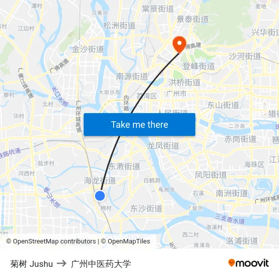 菊树 Jushu to 广州中医药大学 map