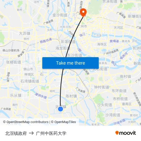 北滘镇政府 to 广州中医药大学 map