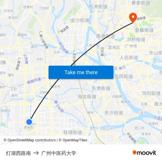 灯湖西路南 to 广州中医药大学 map