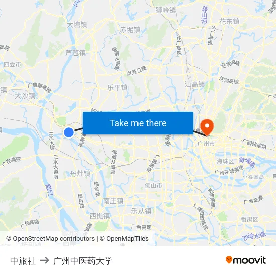 中旅社 to 广州中医药大学 map