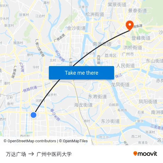 万达广场 to 广州中医药大学 map