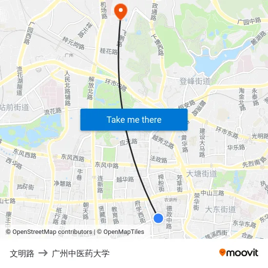 文明路 to 广州中医药大学 map