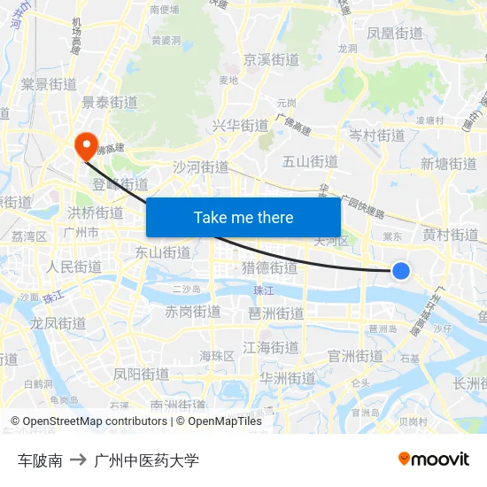 车陂南 to 广州中医药大学 map