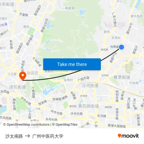 沙太南路 to 广州中医药大学 map