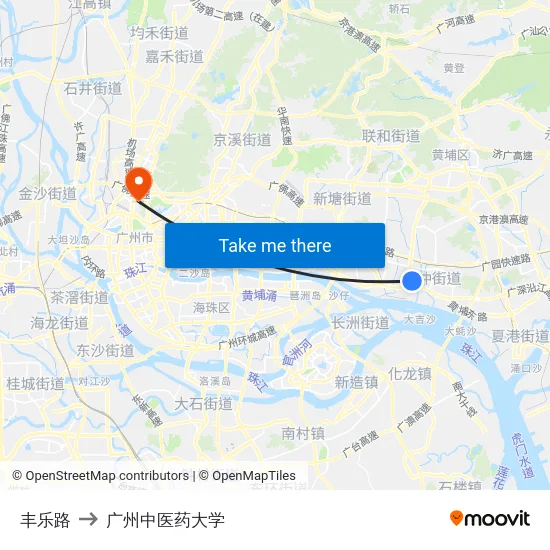 丰乐路 to 广州中医药大学 map