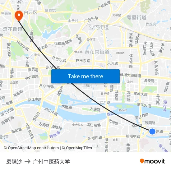磨碟沙 to 广州中医药大学 map