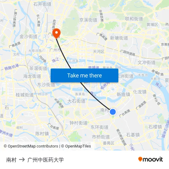 南村 to 广州中医药大学 map
