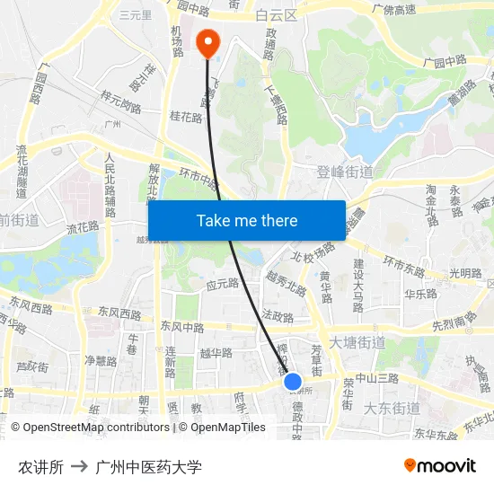 农讲所 to 广州中医药大学 map