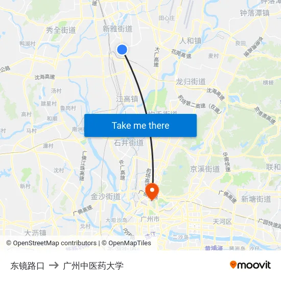 东镜路口 to 广州中医药大学 map