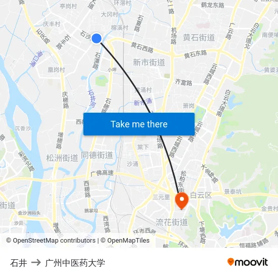 石井 to 广州中医药大学 map