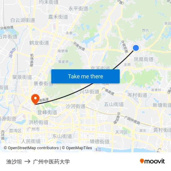 渔沙坦 to 广州中医药大学 map
