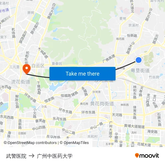 武警医院 to 广州中医药大学 map