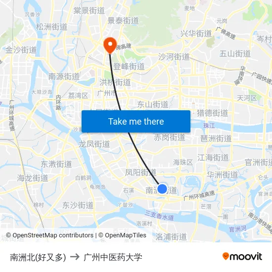 南洲北(好又多) to 广州中医药大学 map