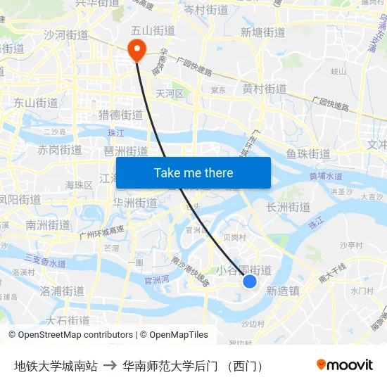 地铁大学城南站 to 华南师范大学后门 （西门） map