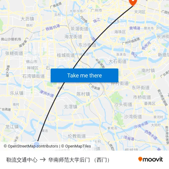 勒流交通中心 to 华南师范大学后门 （西门） map