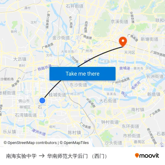 南海实验中学 to 华南师范大学后门 （西门） map
