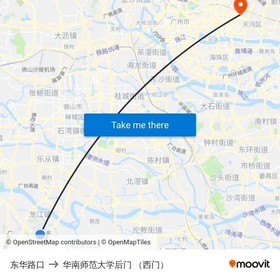 东华路口 to 华南师范大学后门 （西门） map