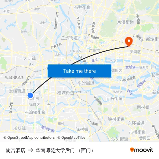 旋宫酒店 to 华南师范大学后门 （西门） map