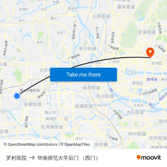 罗村医院 to 华南师范大学后门 （西门） map