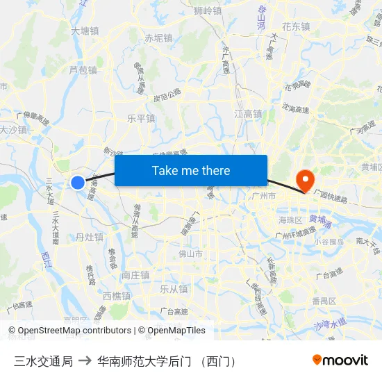 三水交通局 to 华南师范大学后门 （西门） map