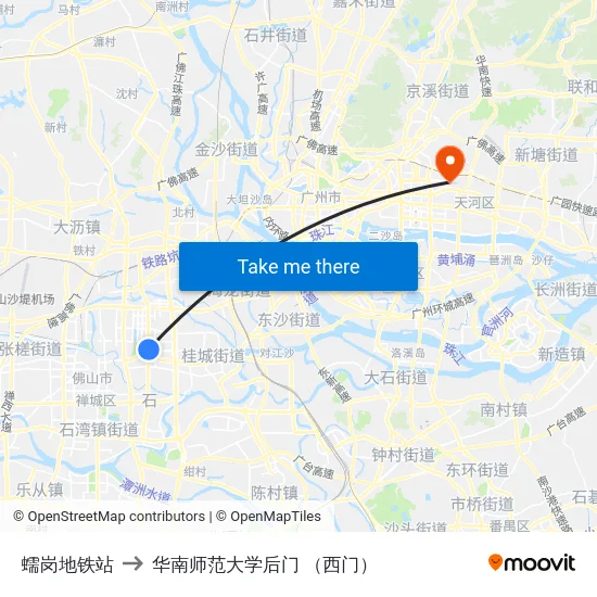 蠕岗地铁站 to 华南师范大学后门 （西门） map