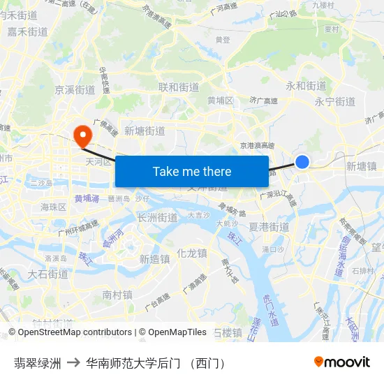 翡翠绿洲 to 华南师范大学后门 （西门） map