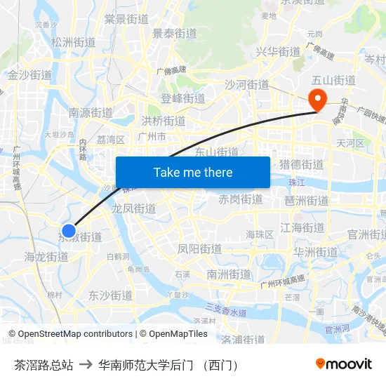 茶滘路总站 to 华南师范大学后门 （西门） map