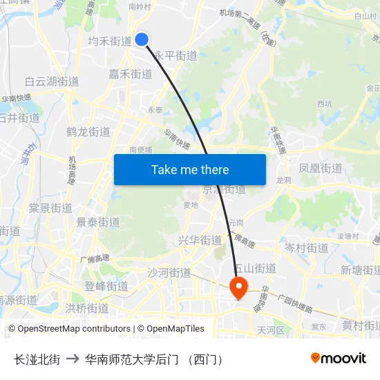 长湴北街 to 华南师范大学后门 （西门） map