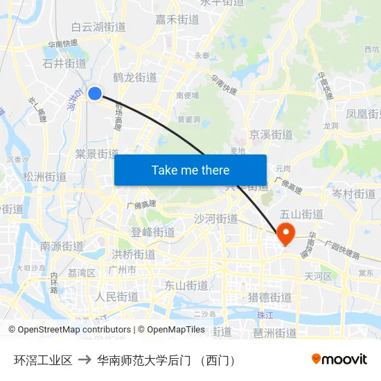 环滘工业区 to 华南师范大学后门 （西门） map