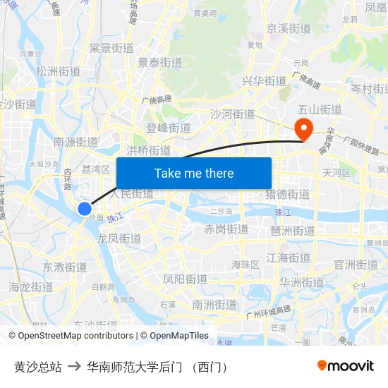 黄沙总站 to 华南师范大学后门 （西门） map