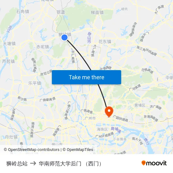 狮岭总站 to 华南师范大学后门 （西门） map