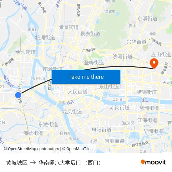 黄岐城区 to 华南师范大学后门 （西门） map