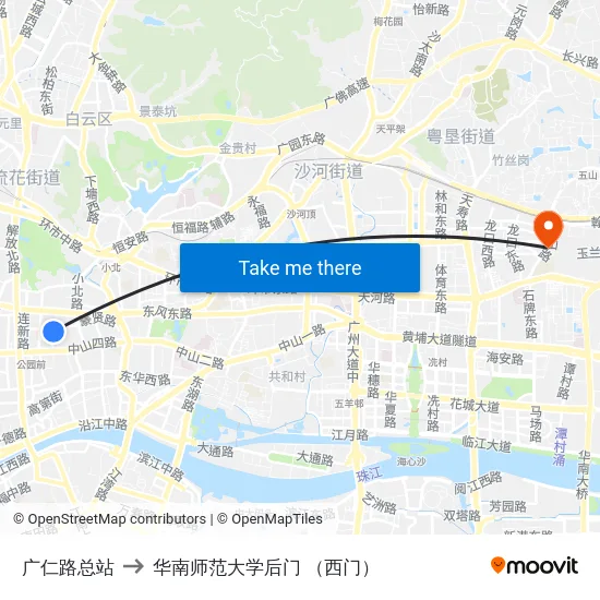 广仁路总站 to 华南师范大学后门 （西门） map
