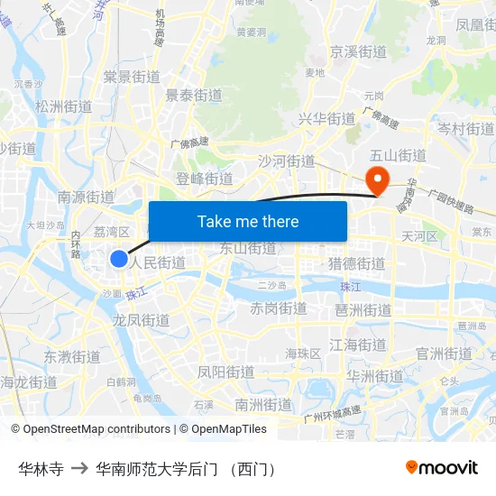 华林寺 to 华南师范大学后门 （西门） map