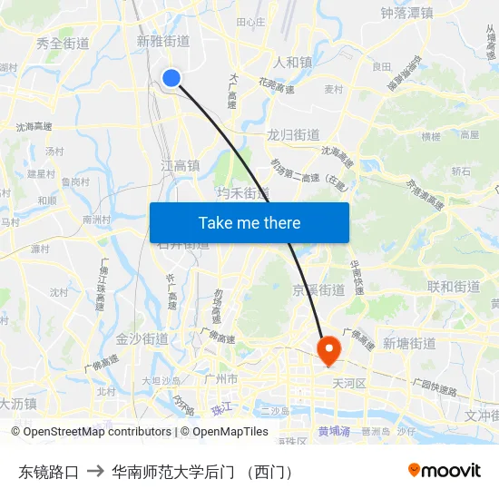 东镜路口 to 华南师范大学后门 （西门） map
