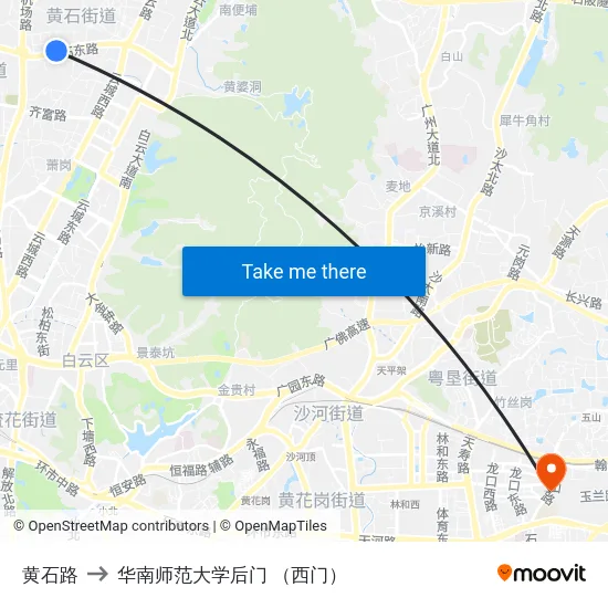 黄石路 to 华南师范大学后门 （西门） map