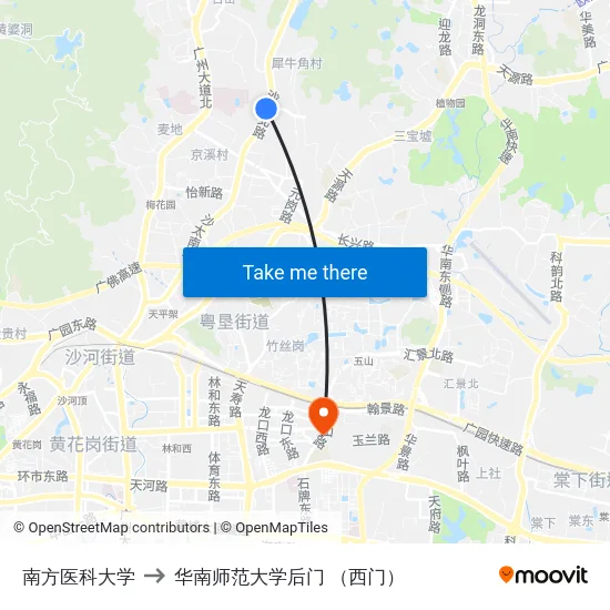 南方医科大学 to 华南师范大学后门 （西门） map