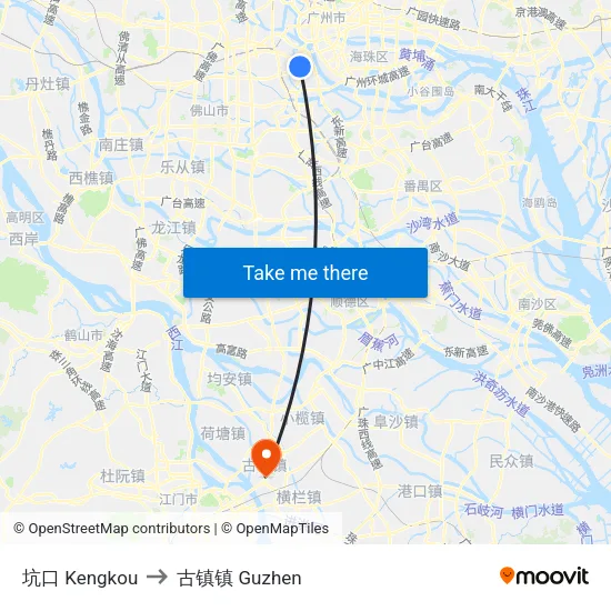 坑口 Kengkou to 古镇镇 Guzhen map