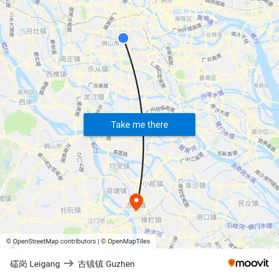 礌岗 Leigang to 古镇镇 Guzhen map