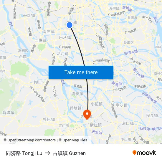 同济路 Tongji Lu to 古镇镇 Guzhen map