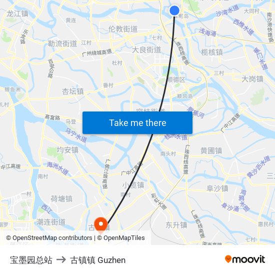 宝墨园总站 to 古镇镇 Guzhen map