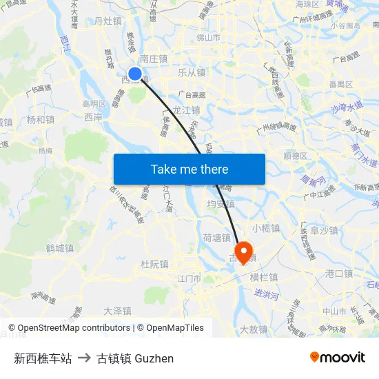 新西樵车站 to 古镇镇 Guzhen map