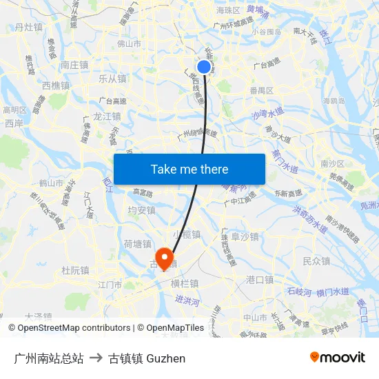 广州南站总站 to 古镇镇 Guzhen map