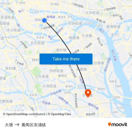 大塘 to 番禺区东涌镇 map