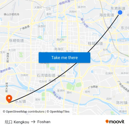 坑口 Kengkou to Foshan map