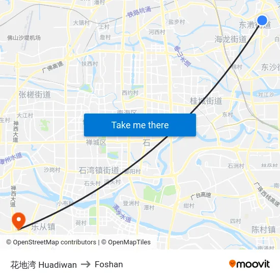 花地湾 Huadiwan to Foshan map